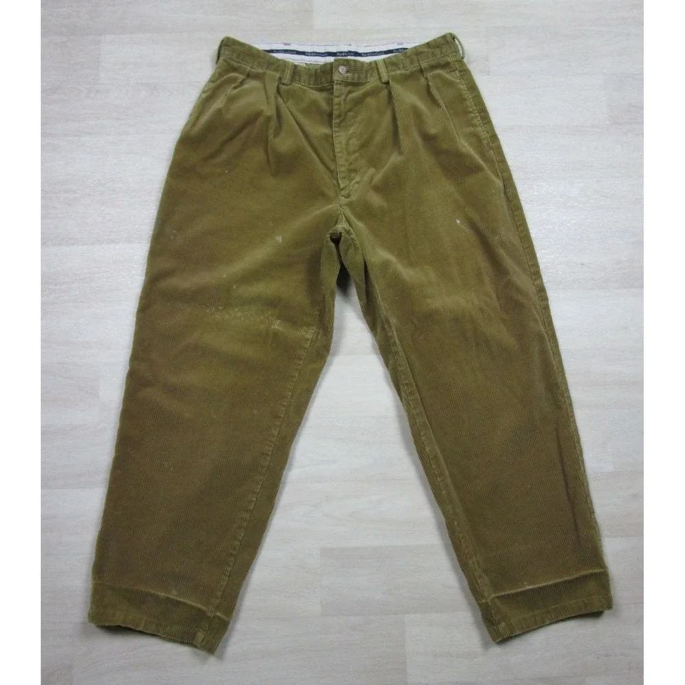 Polo Ralph Lauren Andrew Pant Corduroy Trousers Men's 33x27‎ Tan Pleated Vintage